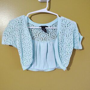 Xtraordinary Short Sleeve Open Front Crop Sweater M Soft Girl